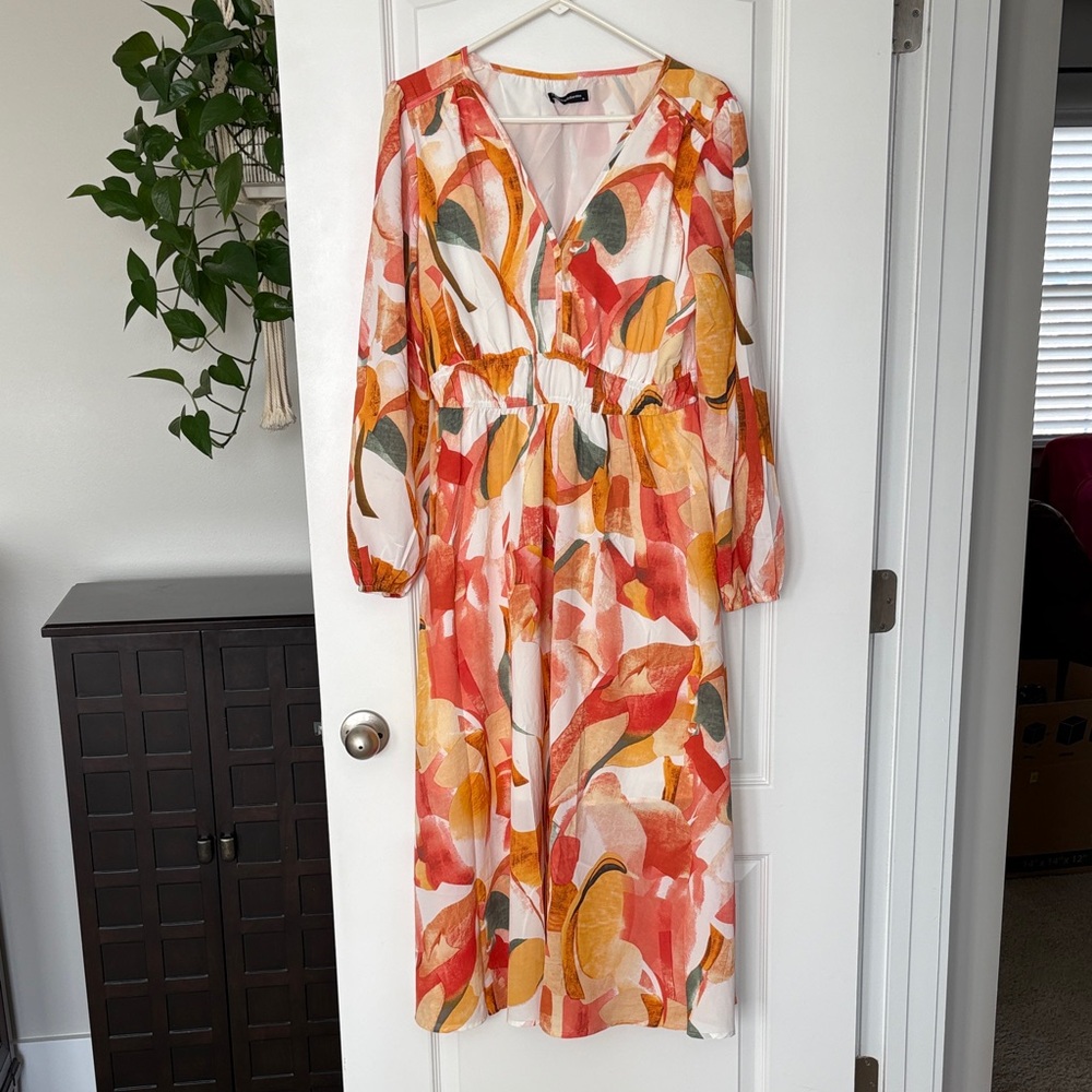 PRETTY GARDEN Vibrant Multicolor Long Sleeve Dress